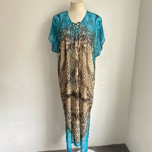 Boho Australia Other - BOHO AUSTRALIA Blue Animal Print Beach Coverup